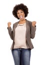 Black casual woman on white background Royalty Free Stock Photo