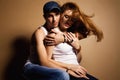 Beautiful casual couple in jeans Royalty Free Stock Photo