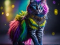 Beautiful cat in fashionable clothes. AI generated Royalty Free Stock Photo