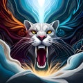beautiful panther image with cartoon color art illustration, generative Ai art