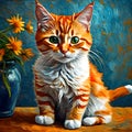 Beautiful cat oil painting - ai generated image
