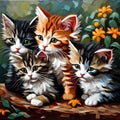 Beautiful cat oil painting - ai generated image