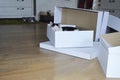 Beautiful cat sleeping in a box.