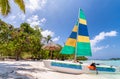 Beautiful catamaran on a tropical beach Royalty Free Stock Photo