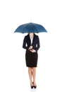 Beautiful caucasian business woman standing under umbrella. Royalty Free Stock Photo