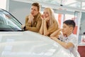 Beautiful caucasian family dream about new car together
