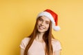 Beautiful caucasian female model wearing santa hat Royalty Free Stock Photo