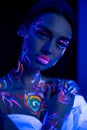 Beautiful caucasian model with fluorescent make-up Royalty Free Stock Photo