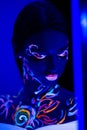 Beautiful caucasian model with fluorescent make-up Royalty Free Stock Photo