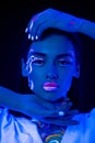 Beautiful caucasian model with fluorescent make-up Royalty Free Stock Photo