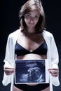 Beautiful caucasian pregnant woman in nightie Royalty Free Stock Photo