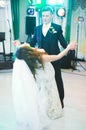 Beautiful caucasian wedding couple just married and dancing their first dance Royalty Free Stock Photo