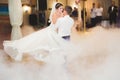 Beautiful caucasian wedding couple just married and dancing their first dance Royalty Free Stock Photo