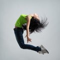 Beautiful caucasian woman dancer jumping Royalty Free Stock Photo