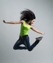 Beautiful caucasian woman dancer jumping Royalty Free Stock Photo