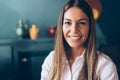 Beautiful caucasian woman with long hair.