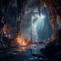 Beautiful cave with stalactites Royalty Free Stock Photo