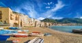 Beautiful Cefalu, resort town on Tyrrhenian coast of Sicily, Italy