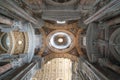 The beautiful ceiling and architecture gravure inside the St. Peter`s Basilica, Vatican