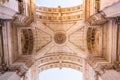 Beautiful ceiling of the Triumphal Arch named Arco da Rua Augusta in the Commerce square in Lisbon. The Arco da Rua Augusta is a