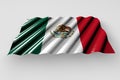 Beautiful celebration flag 3d illustration - shining flag of Mexico with big folds lie isolated on grey Royalty Free Stock Photo