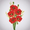 Beautiful celebratory bouquet of red poppies