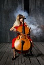 Beautiful cello musician