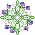 Beautiful Celtic cross decorated with flowers of a thistle