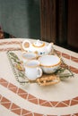 Beautiful ceramic tea set on a table Royalty Free Stock Photo