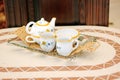 Beautiful ceramic tea set on a table Royalty Free Stock Photo