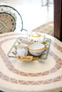 Beautiful ceramic tea set on a table Royalty Free Stock Photo
