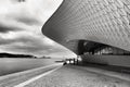 Beautiful ceramic wall texture of the Maat Museum in Lisbon