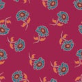 Beautiful cerise and turquoise floral vector prints in a seamless repeat pattern