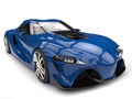 Beautiful cerulean blue modern super sports car - front view extreme shot