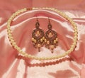 Beautiful chandelier earrings and pearl necklace