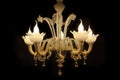 Beautiful chandelier (from Murano Italy) on black background.