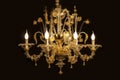 Beautiful chandelier (from Murano Italy) isolated on black background.