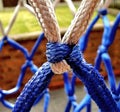 A beautiful knot of a common rope in blue and white!
