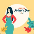 Beautiful character of young lady wearing eyeglasses for Happy Mother`s Day.