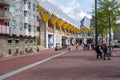 Beautiful characteristic yellow cube houses in the center of Rotterdam, the Netherlands