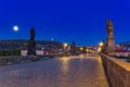 Beautiful Charles bridge in Prague at night, Czech Republic Royalty Free Stock Photo