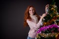 Smiling happy girl on black background Royalty Free Stock Photo