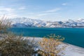 Beautiful Charvak on a winter snow day in Uzbekistan