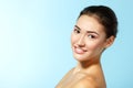 Beautiful cheerful young woman, beauty female face happy smiling Royalty Free Stock Photo