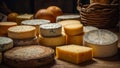 Beautiful cheese in a cheese factory, close-up Royalty Free Stock Photo