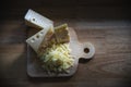 Beautiful cheeses in the kitchen
