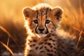 Beautiful cheetah cub at sunset