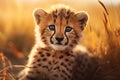 Beautiful cheetah cub at sunset