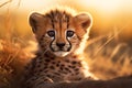 Beautiful cheetah cub at sunset