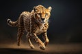 Beautiful cheetah running on dark background